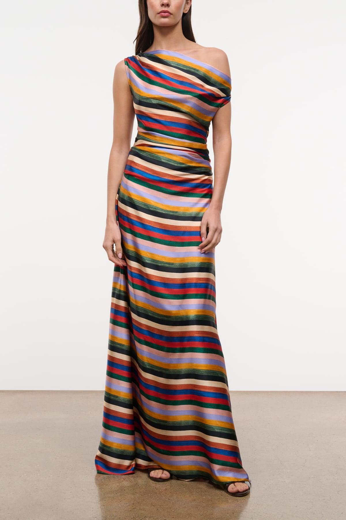 Staud Phare Silk Maxi Dress in Artist Stripe