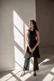 Bite Studios Pants Credo Check Cropped Trouser in Black Bite Studios Credo Check Cropped Trouser in Black