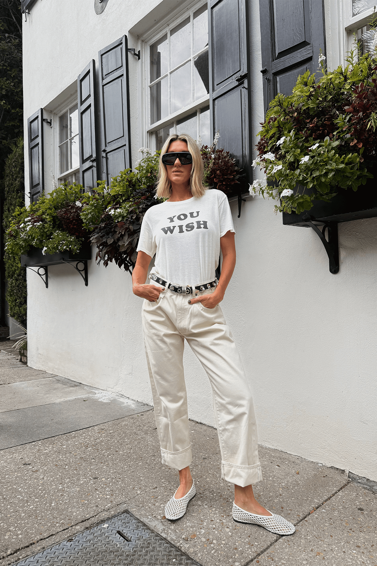 R13 Cuffed X-BF Jean in Bone White Selvedge