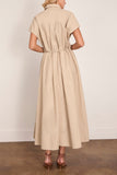 Brandon Maxwell The Blake Short Sleeve Shirtdress in Dune