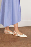 Dear Frances Ballet Flats Tia Slingback with Toe Cap in White Dear Frances Tia Slingback with Toe Cap in White