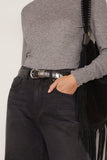 Dehanche Hollyhock Belt in Black Croco/Silver