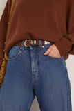 Dehanche Hollyhock Suede Belt in Chocolate/Silver