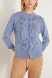 Dorothee Schumacher Sweaters Fluffy Statements Cardigan in Medium Denim Blue Dorothee Schumacher Fluffy Statements Cardigan in Medium Denim Blue