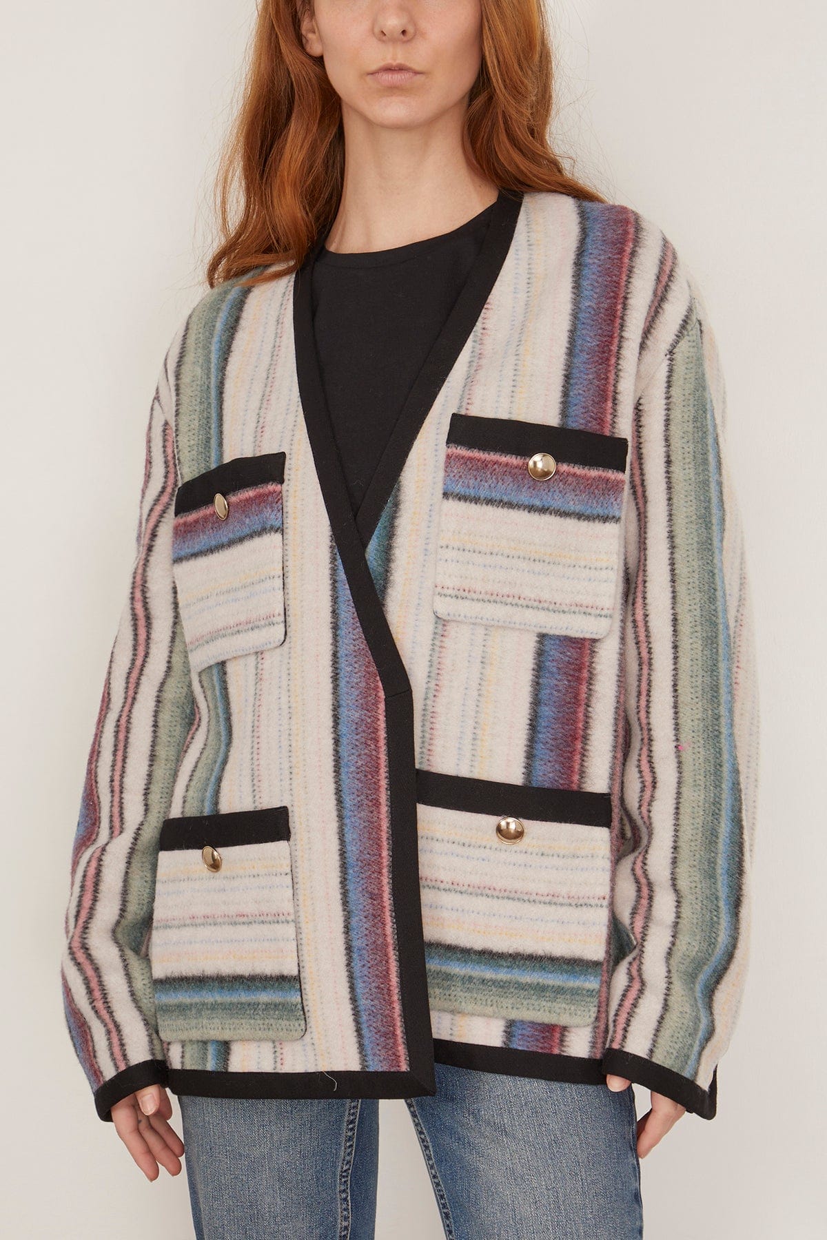 Dorothee Schumacher Jackets Striped Comfort Jacket in Multicolor Stripe Dorothee Schumacher Striped Comfort Jacket in Multicolor Stripe