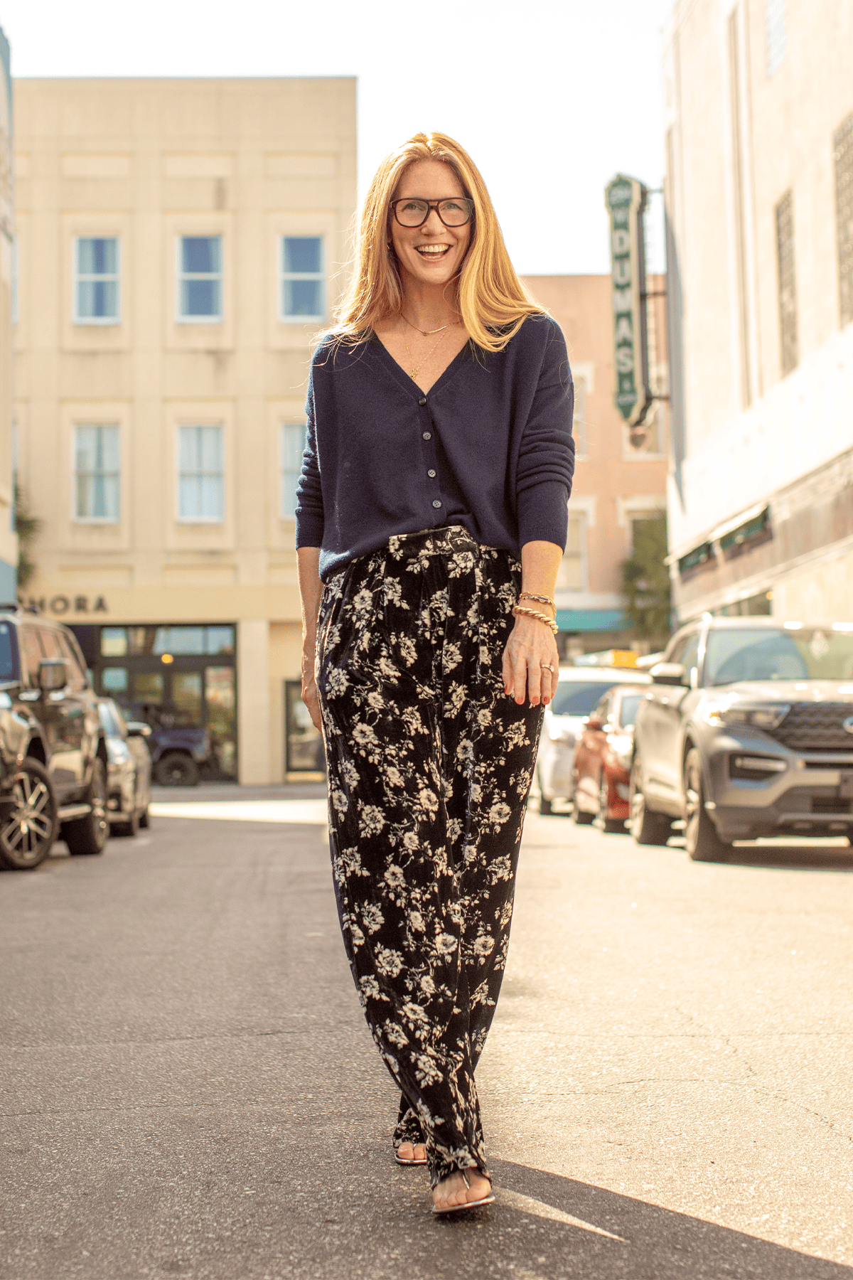 R13 Double Pleat Trouser in Floral on Black
