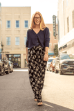 R13 Double Pleat Trouser in Floral on Black