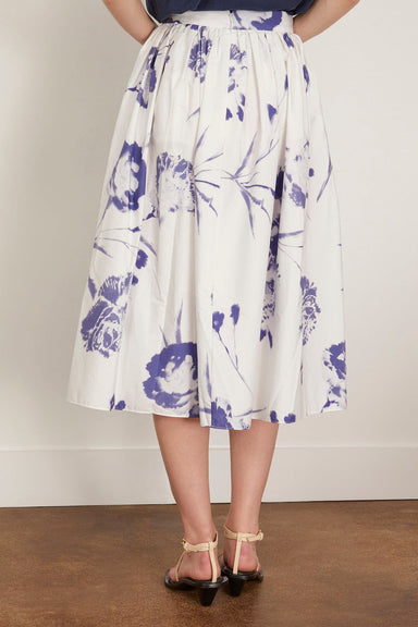 Erdem Skirts Gathered Midi Skirt in Carnation Cyanotype White Gathered Midi Skirt in Carnation Cyanotype White