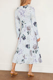 Long Sleeve A-Line Midi Dress in Small Margot Floral Sky Blue