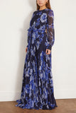 Erdem Gowns Long Sleeve Gown in Troubridge Floral Indigo Erdem Long Sleeve Gown in Troubridge Floral Indigo