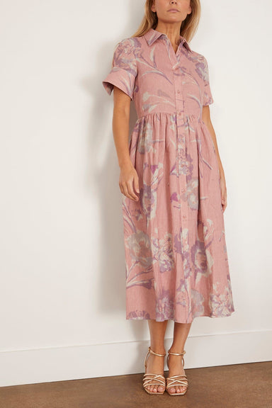 Erdem Dresses Short Sleeve Shirt Dress in Carnation Cyanotype Rose Short Sleeve Shirt Dress in Carnation Cyanotype Rose
