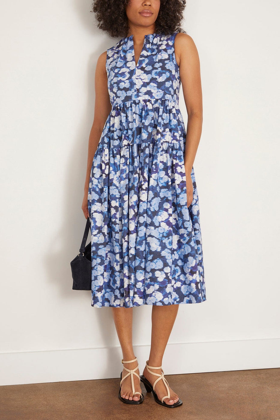Erdem Cocktail Dresses Sleeveless Full Skirt Midi Dress in Havelock Blossom Indigo Erdem Sleeveless Full Skirt Midi Dress in Havelock Blossom Indigo
