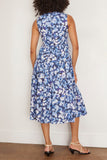 Sleeveless Full Skirt Midi Dress in Havelock Blossom Indigo