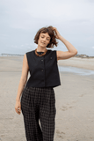 Loulou Studio Tops Esme Round Neck Vest in Black Loulou Studio Esme Round Neck Vest in Black