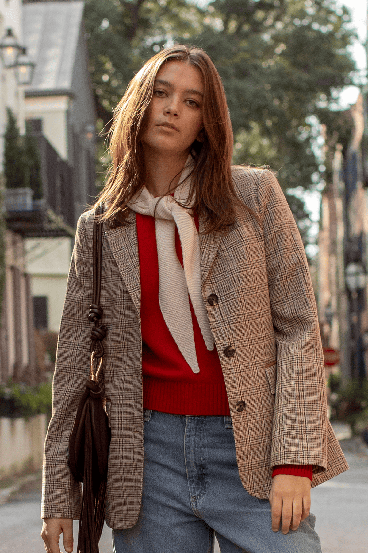 Rag And Bone Evia Plaid Blazer in Tan Multi