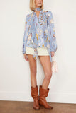 Dorothee Schumacher Tops Floral Power Blouse in Wicked Flower Blue Dorothee Schumacher Floral Power Blouse in Wicked Flower Blue