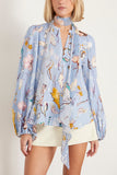 Dorothee Schumacher Tops Floral Power Blouse in Wicked Flower Blue Dorothee Schumacher Floral Power Blouse in Wicked Flower Blue