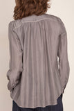 Forte Forte Heavy Habotai Silk Crater-Neck Shirt in Stone