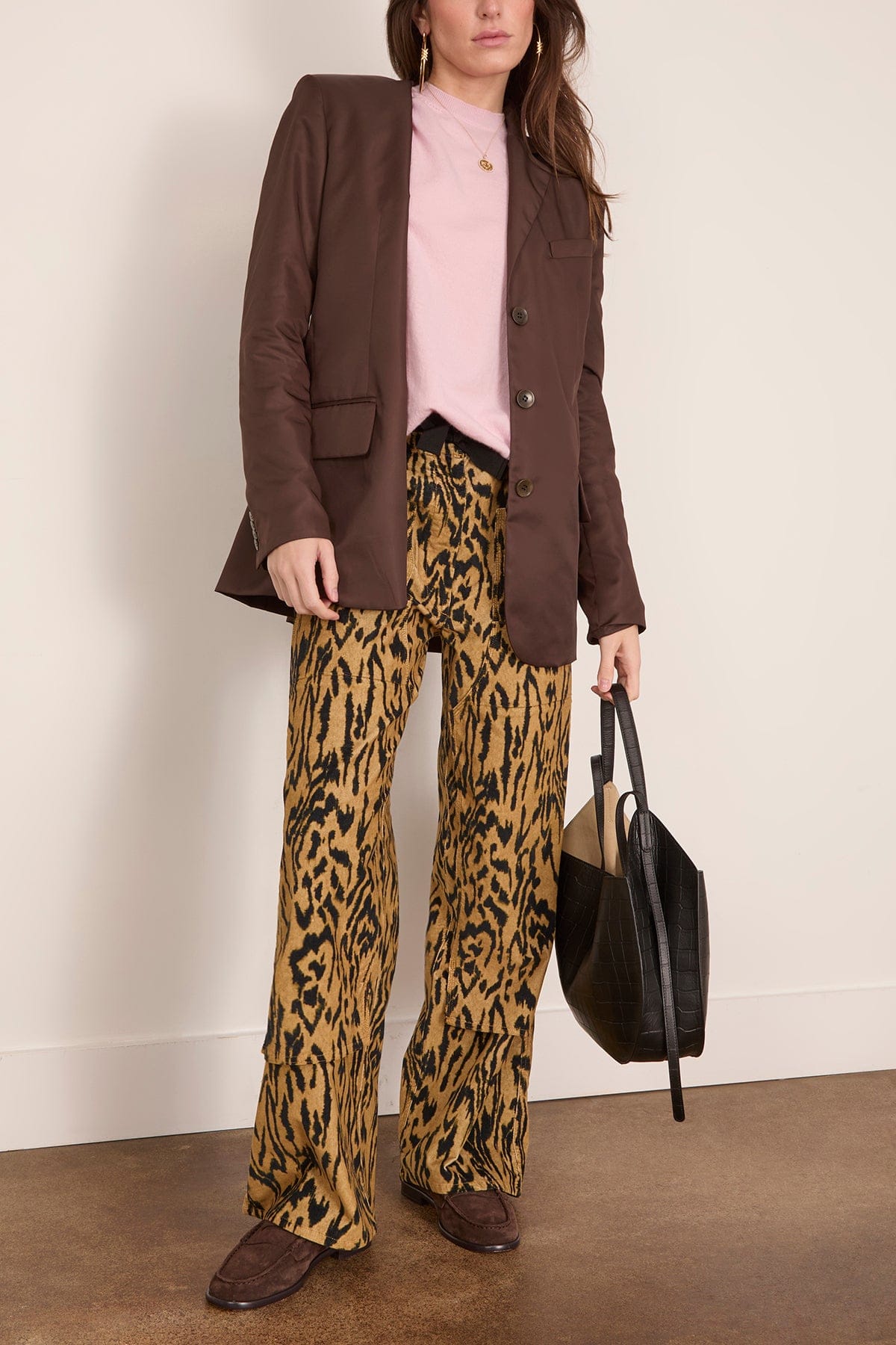 Forte Forte Moiree Print Velvet Cargo Pants in Honey