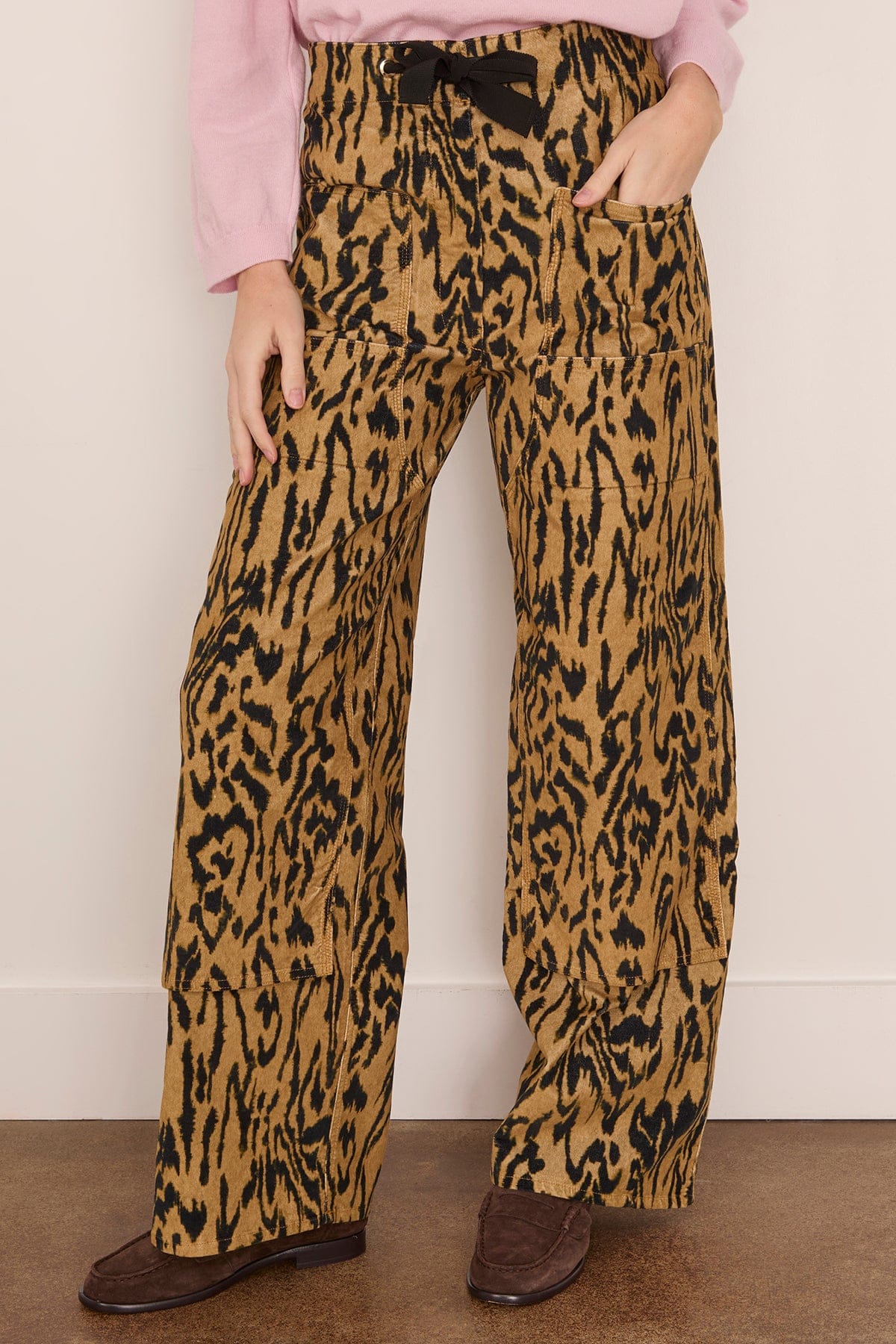 Forte Forte Moiree Print Velvet Cargo Pants in Honey
