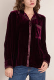 Forte Forte Plain Velvet Pajama Shirt in Bordeaux
