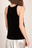 Forte Forte Plain Velvet V Neck Top in Noir