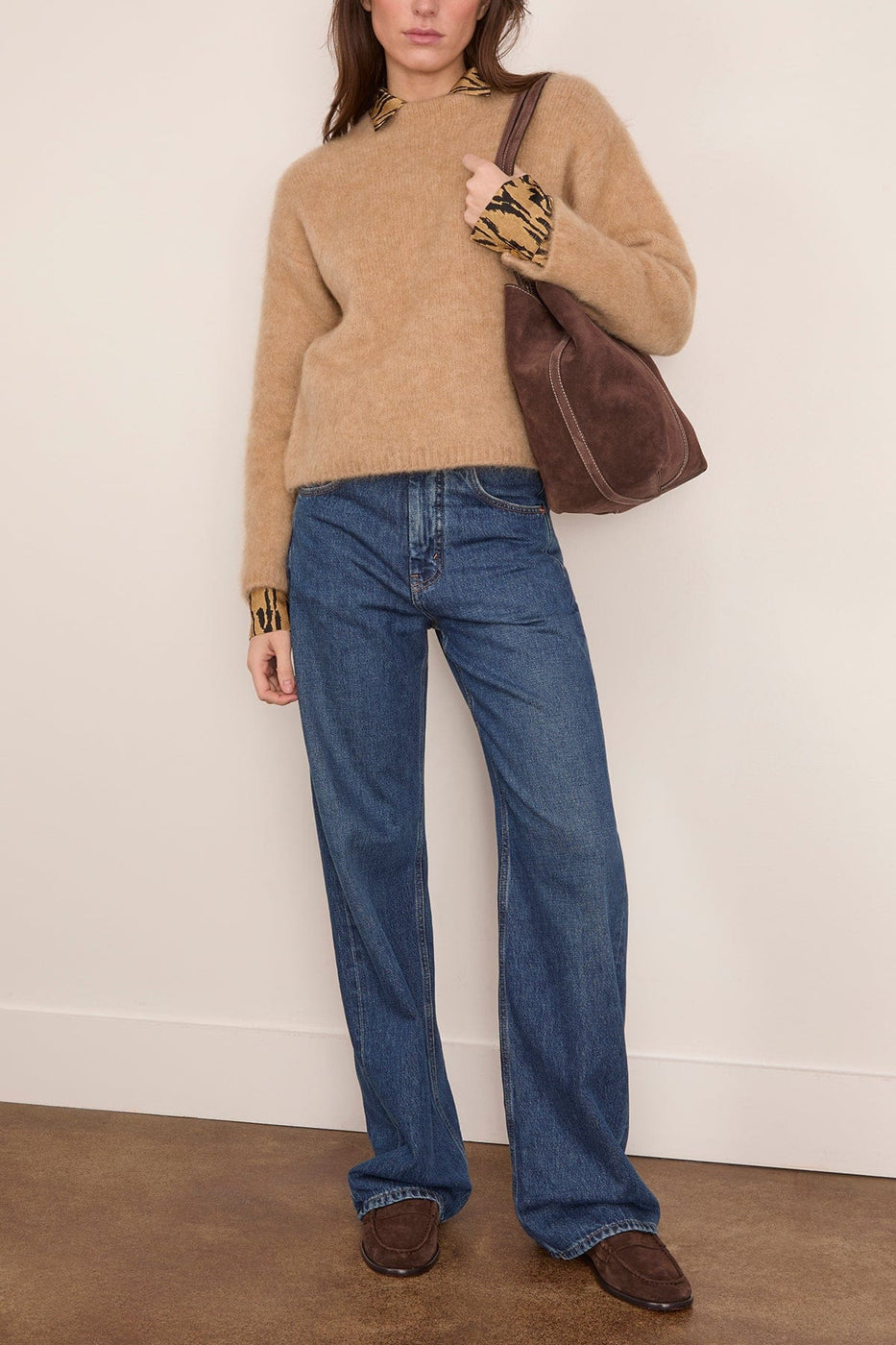 Forte Forte Stretch Baby Suri Alpaca Oversized Sweater in Honey