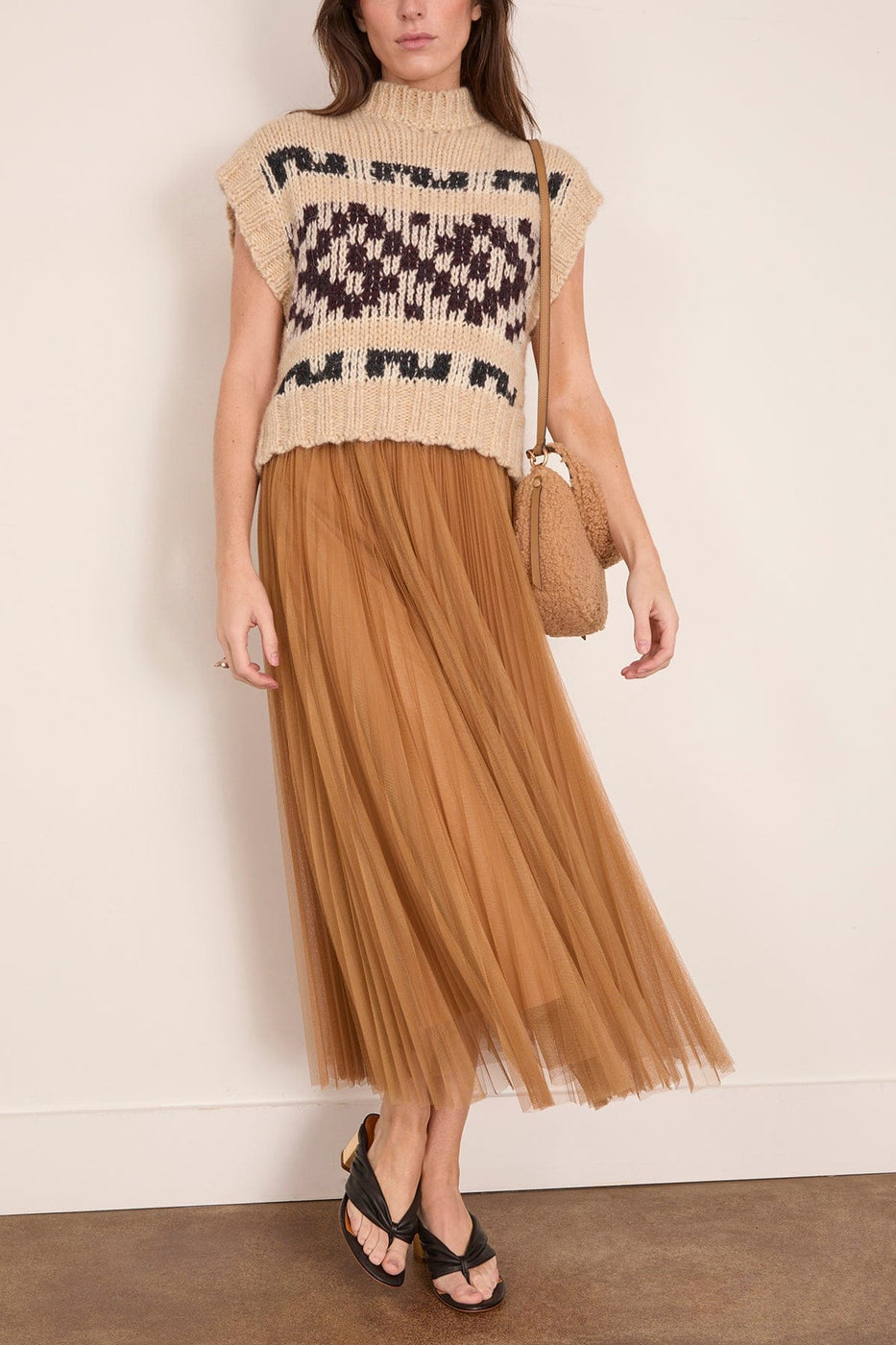 Forte Forte Tulle Soleil Plisse Skirt in Antique Gold