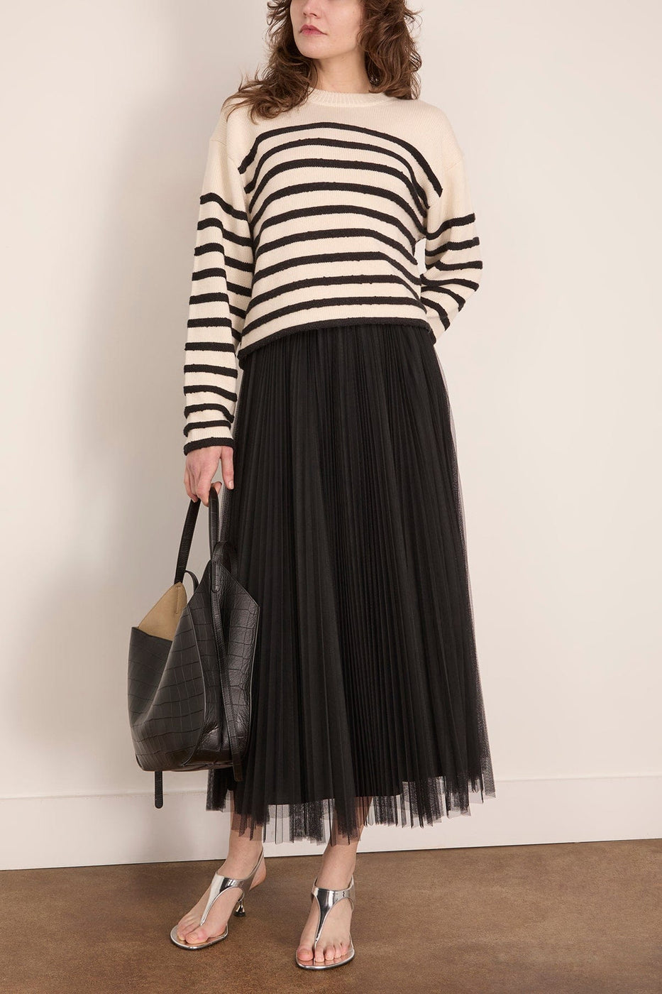 Forte Forte Tulle Soleil Plisse Skirt in Noir