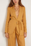 Forte Forte Chic Linen Canvas Belted Jacket in Grano