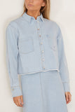 Forte Forte Tops Cotton Denim Cavalry Cropped Shirt in Bleach Cotton Denim Cavalry Cropped Shirt in Bleach