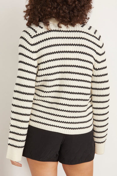 Forte Forte Sweaters Merinos Striped Cardigan in Bianco Forte Forte Merinos Striped Cardigan in Bianco