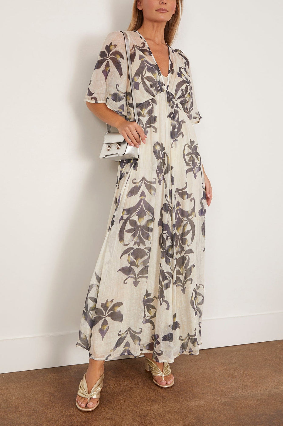 Forte Forte The Secret Lily Print Linen Silk Gauze Dress in Orchidea