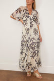 Forte Forte The Secret Lily Print Linen Silk Gauze Dress in Orchidea