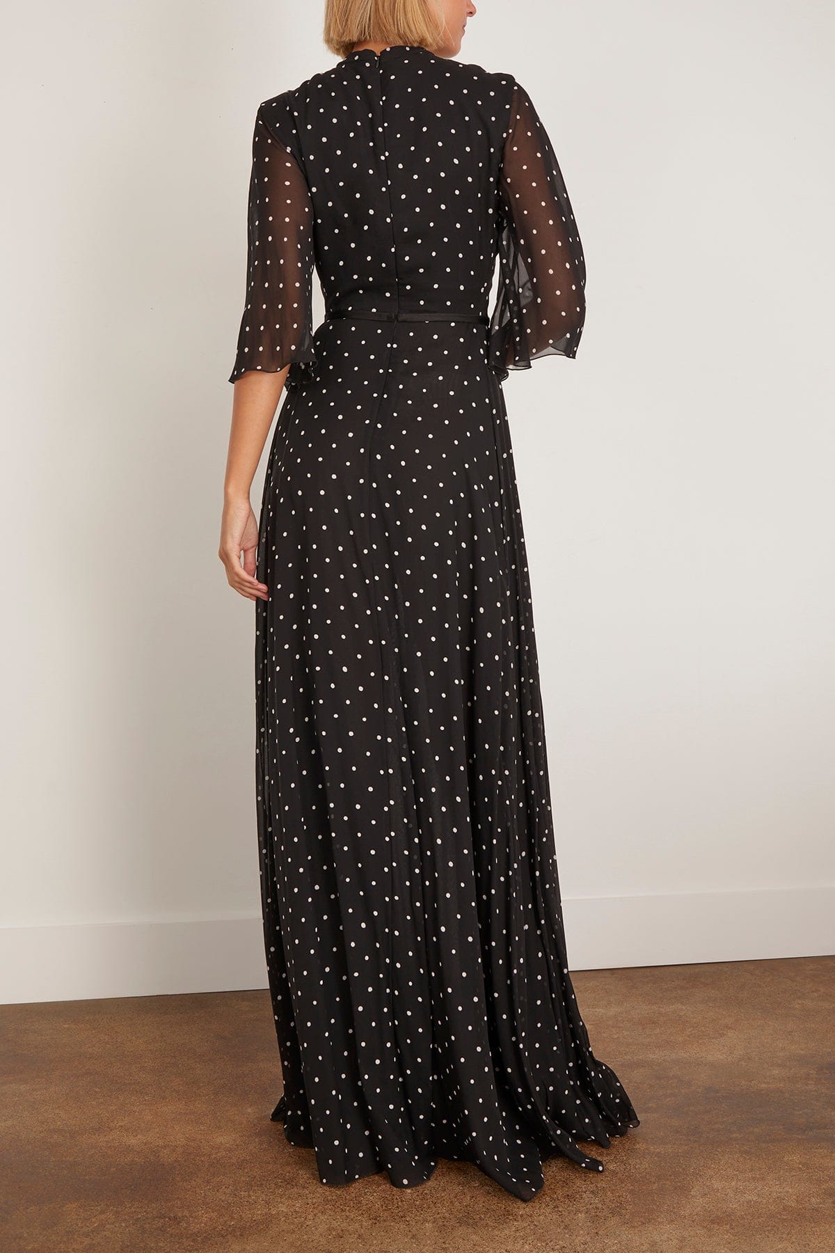 Giambattista Valli - Giambattista Valli Long Silk White Polka Dots Dress in Black 40 / 4 US - Hampden Clothing Giambattista Valli - Giambattista Valli Long Silk White Polka Dots Dress in Black 40 / 4 US - Hampden Clothing