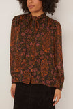 Giambattista Valli Paisley Tie Neck Top in Brown