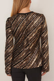 Giambattista Valli Sequin Long Sleeve Top in Black/Gold
