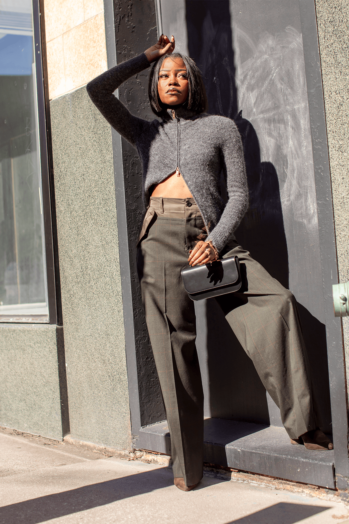 Sacai Glen Check Pants in Khaki