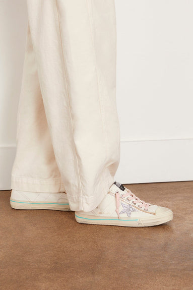 Golden Goose Low Top Sneakers V-Star 2 Sneaker in White/Silver/Beige/Brown Leo Golden Goose V-Star 2 Sneaker in White/Silver/Beige/Brown Leo