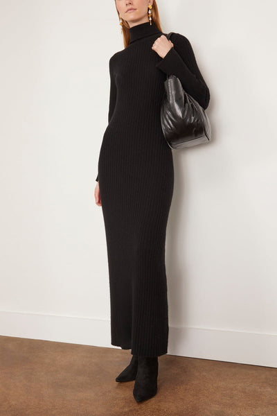 Guest In Residence Casual Dresses Wide Rib Turtleneck Dress in Black Guest in Residence Wide Rib Turtleneck Dress in Black