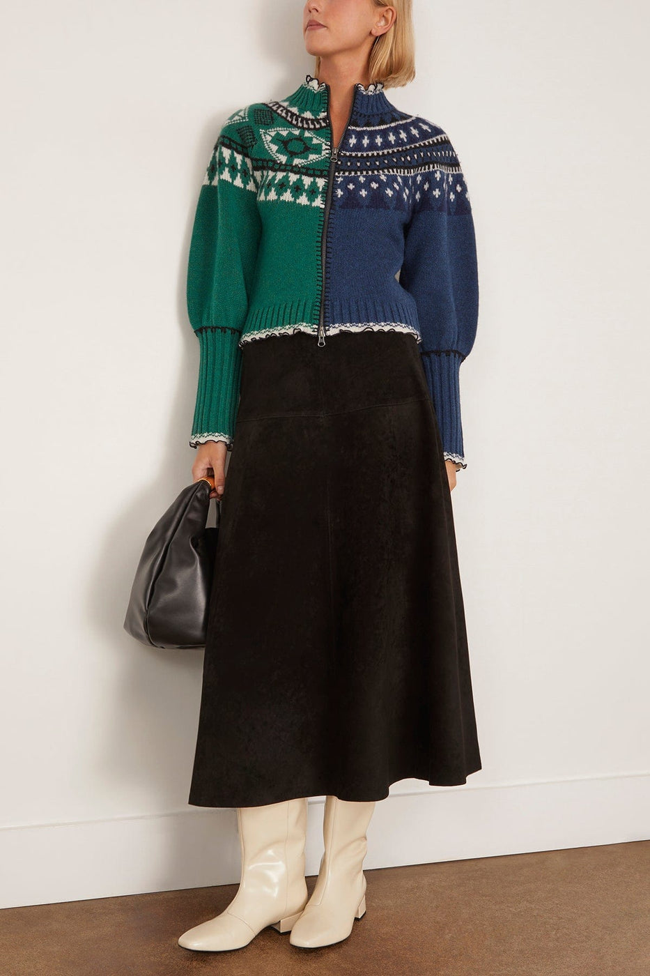 Hunter Bell Ida Skirt in Noir Suede