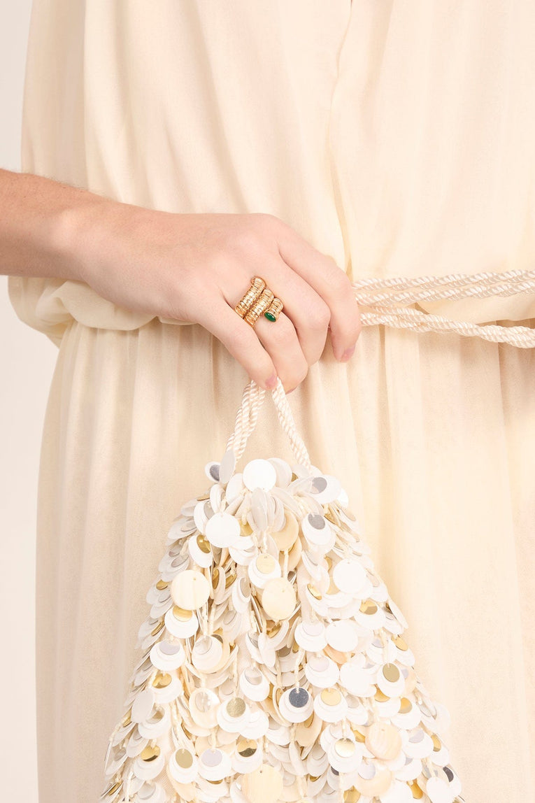 ivi Gaia Triple Twist Ring with Stones in Yellow Gold