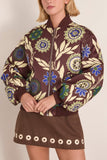 Alemais Jasper Bomber Jacket in Chocolate