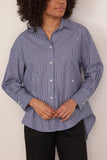 LAFATA Frankie Crystal Stripe Shirt in Navy/White