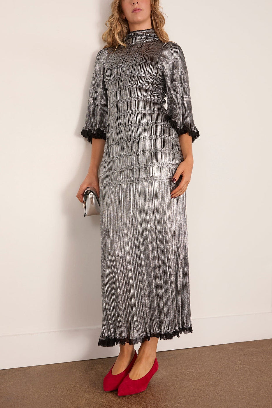 Lanvin High-Neck Midi Dress in Black