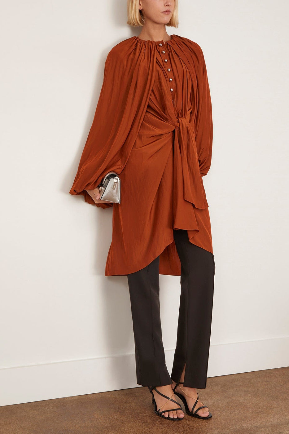 Lanvin Puffy Sleeves Tunic Dress in Chestnuts