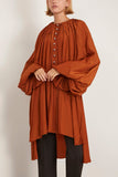 Lanvin Puffy Sleeves Tunic Dress in Chestnuts