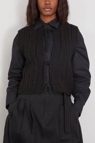 Lemaire Sweaters Textured Stitch Vest in Black Lemaire Textured Stitch Vest in Black