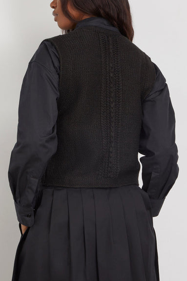 Lemaire Sweaters Textured Stitch Vest in Black Lemaire Textured Stitch Vest in Black