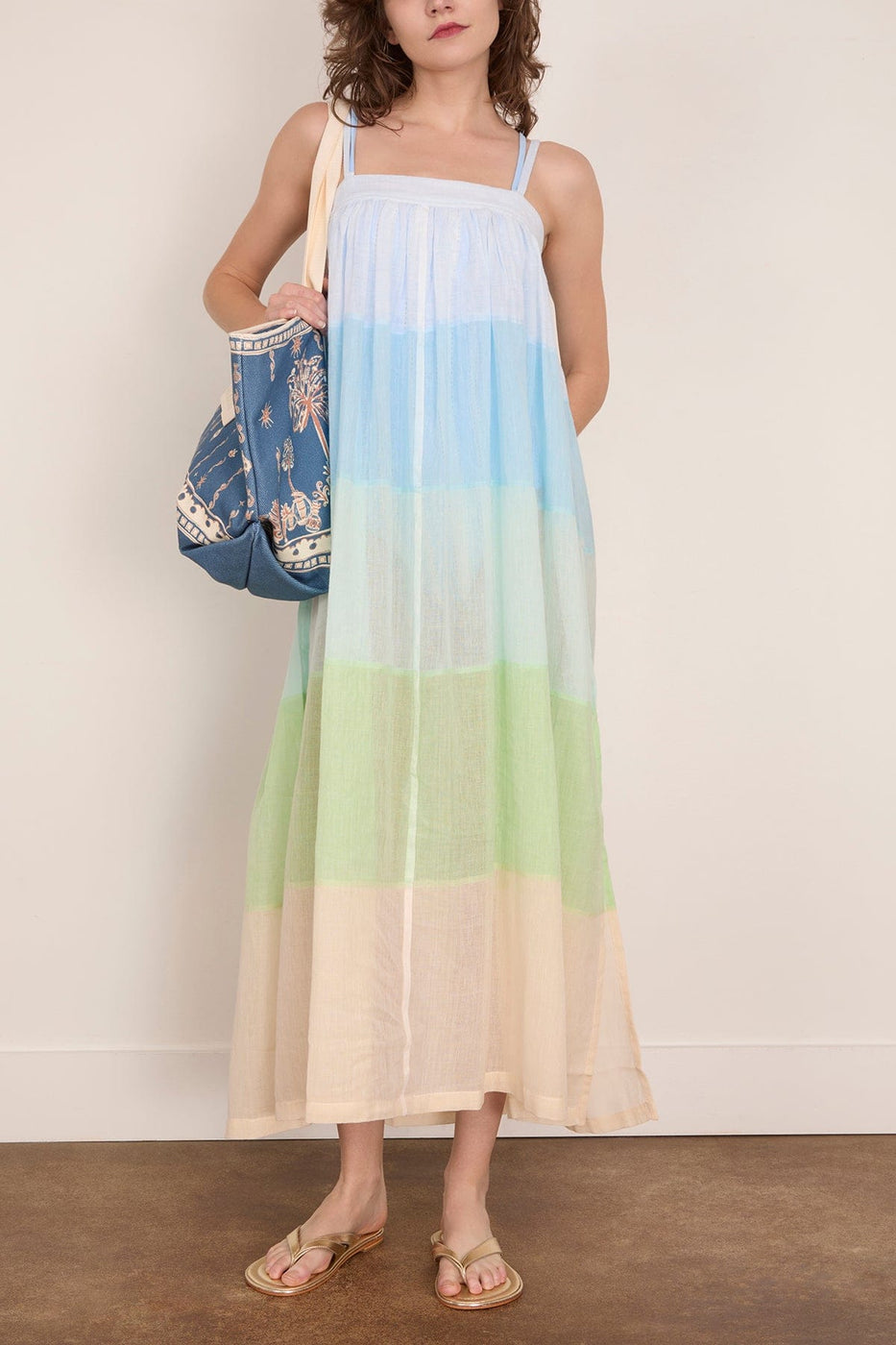 Lemlem Eda Slip Dress in Nefas Mint